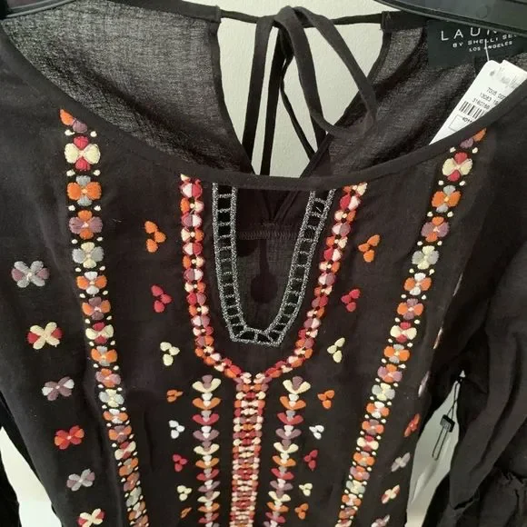 NWT Laundry Shelli Segal Embroidered BOHO Top - Picture 2 of 6